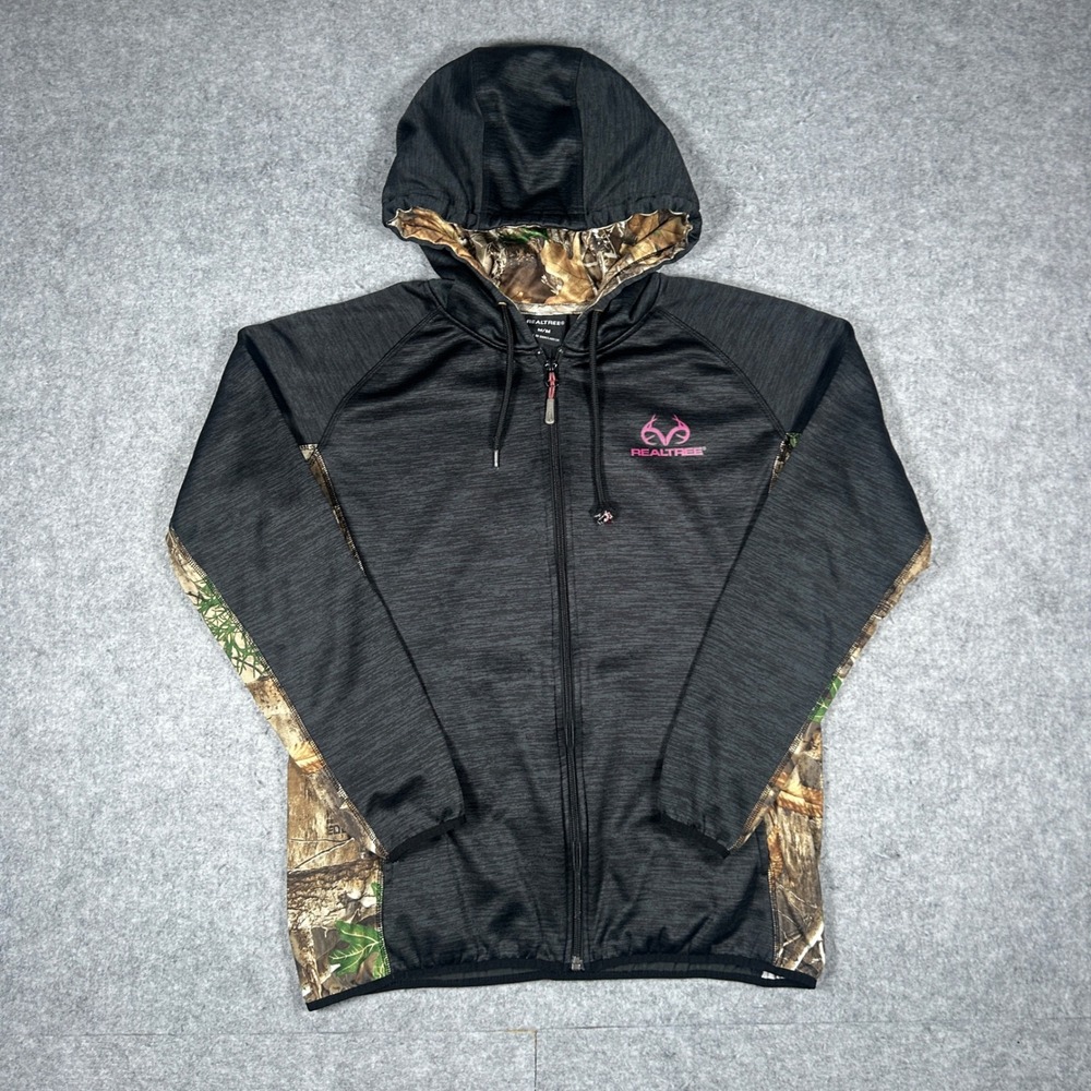 Realtree hoodie Womens Medium Gray Camo Full Zip Performance Hunting Outdoor